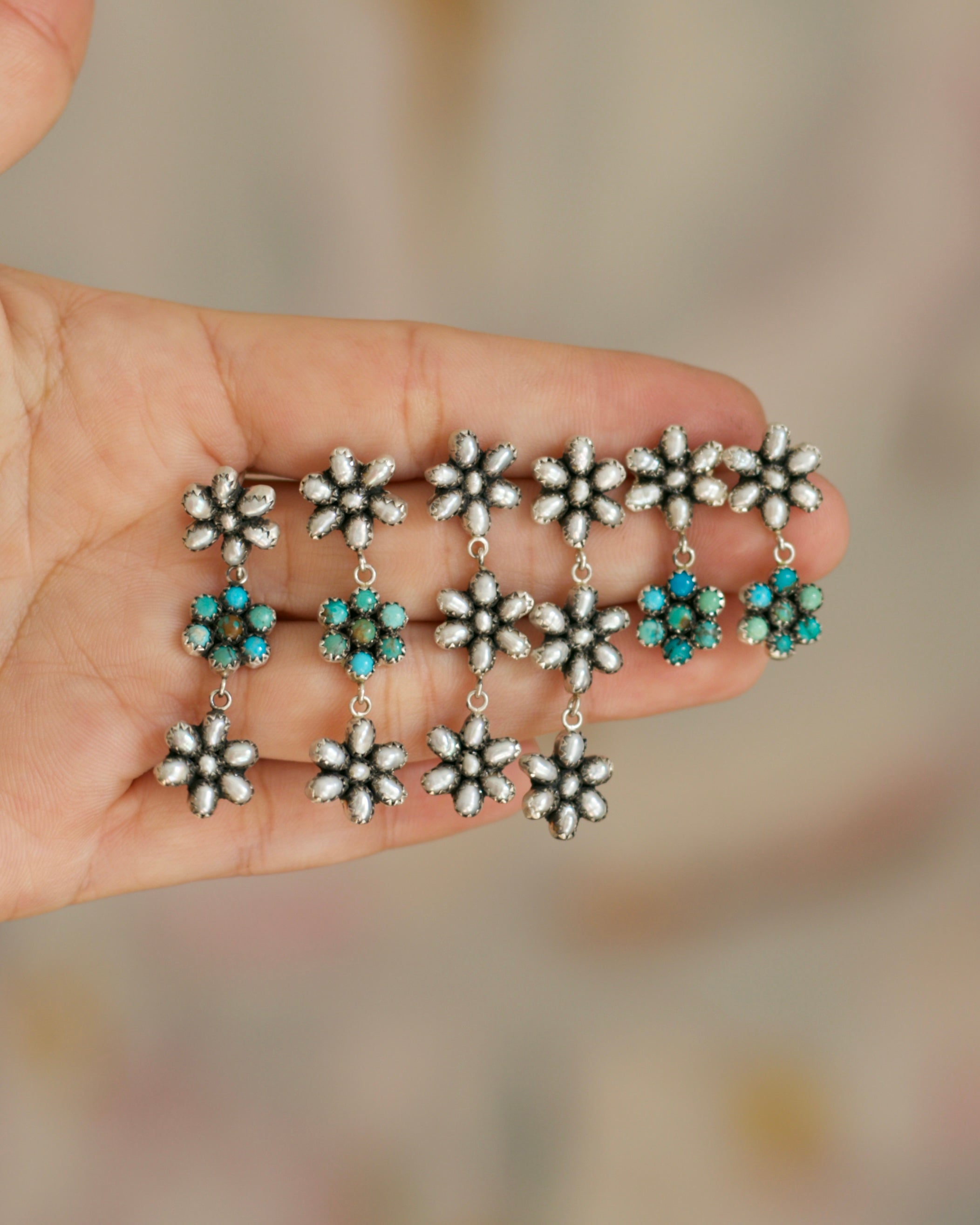 Baby Fleur Earrings FWPearl and Turquoise