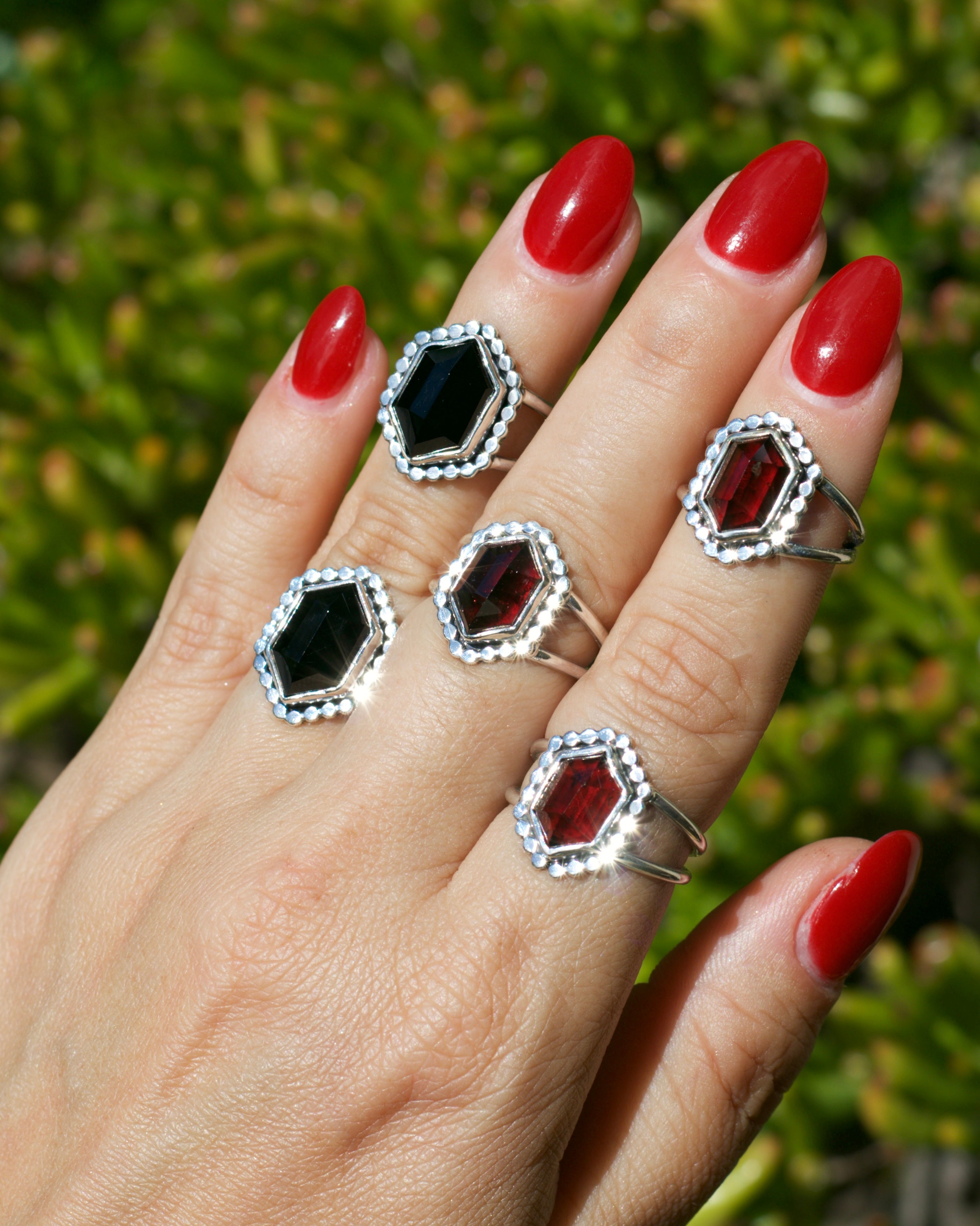 Black Onyx Vamp Ring Size 7