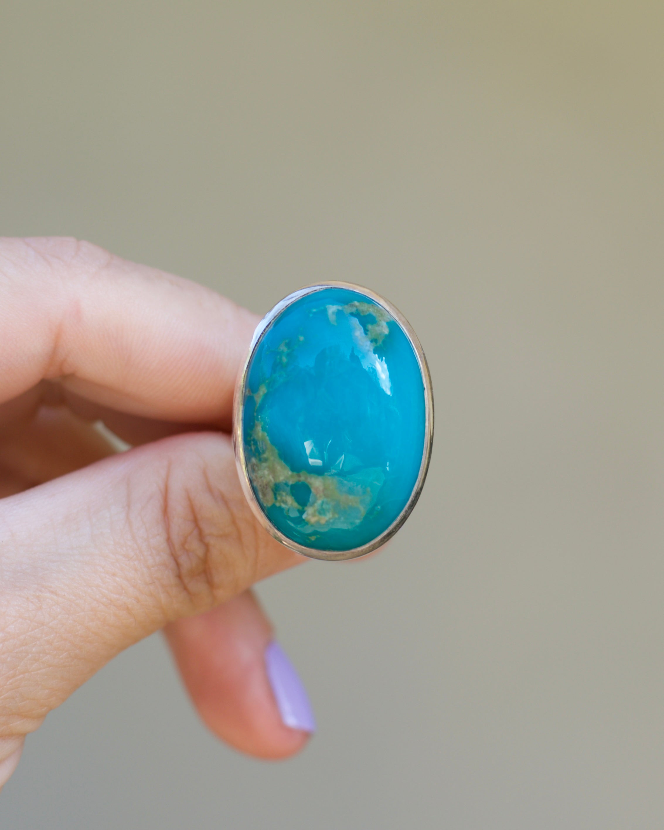 Turquoise Egg Ring - Size 10 3/4