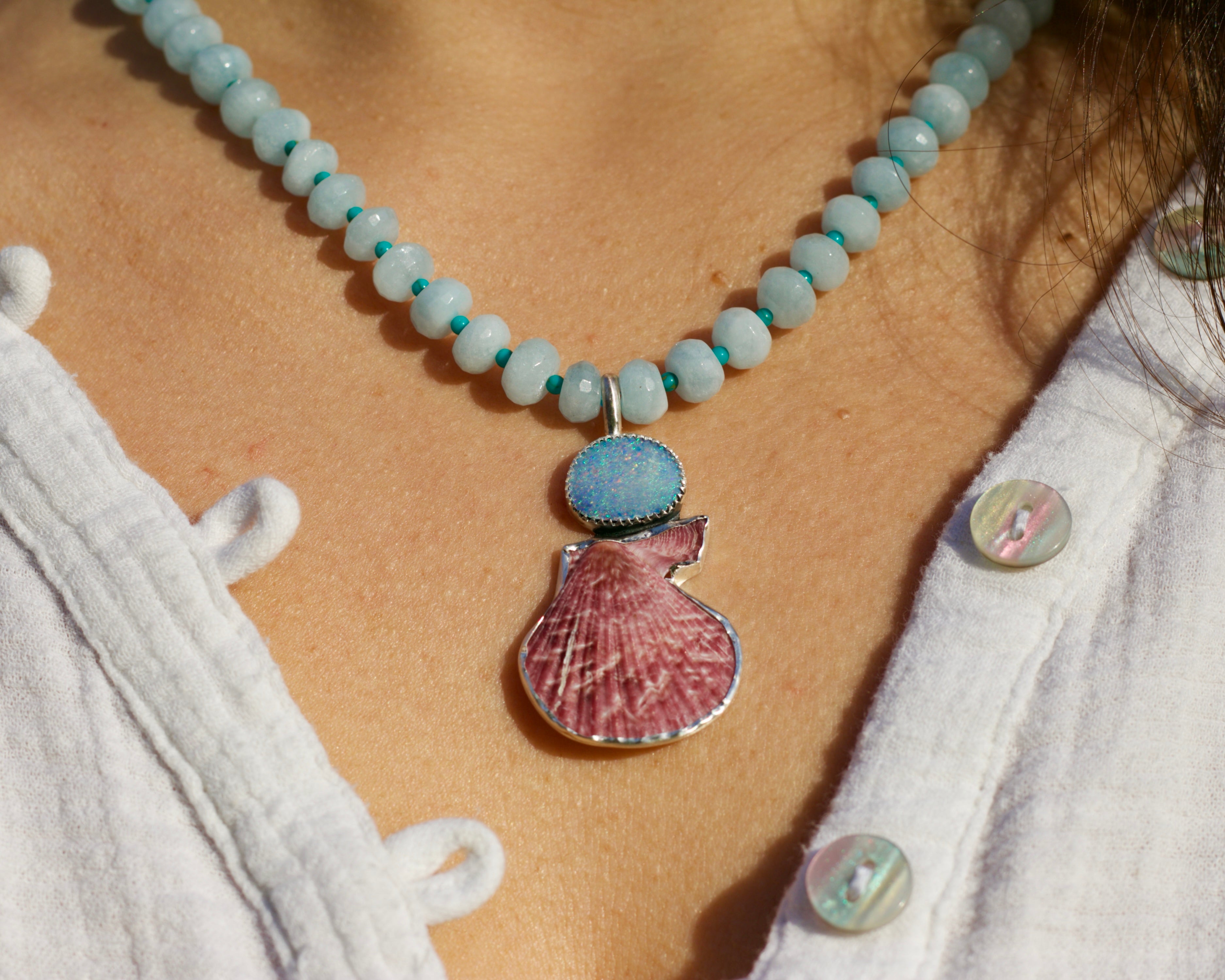 Opal and Shell Necklace