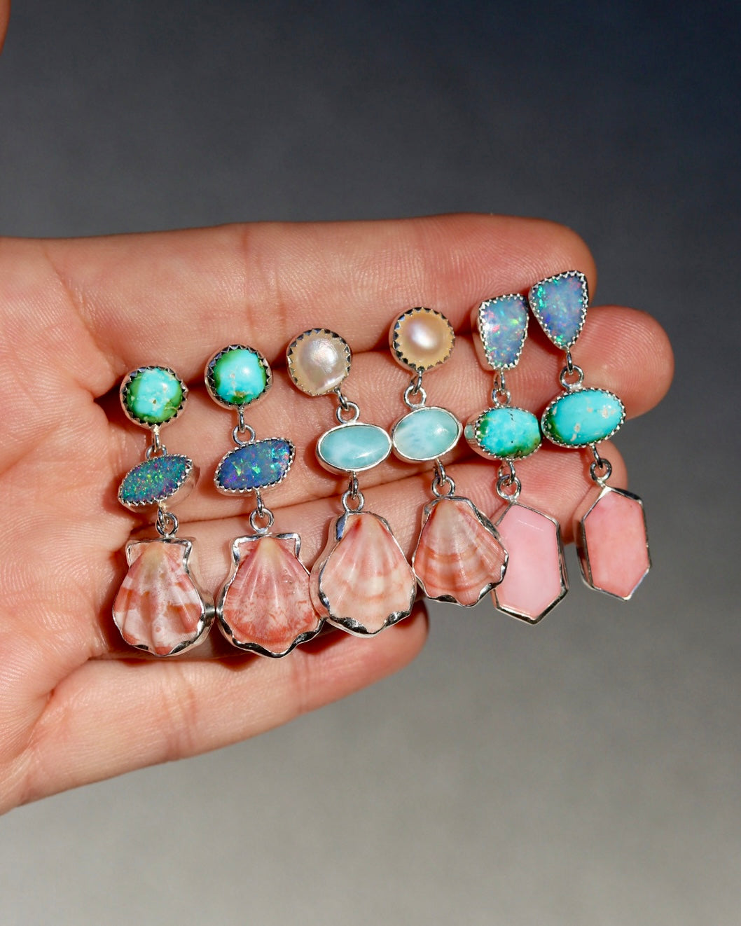 Turquoise, Opal and Pink Opal Drop