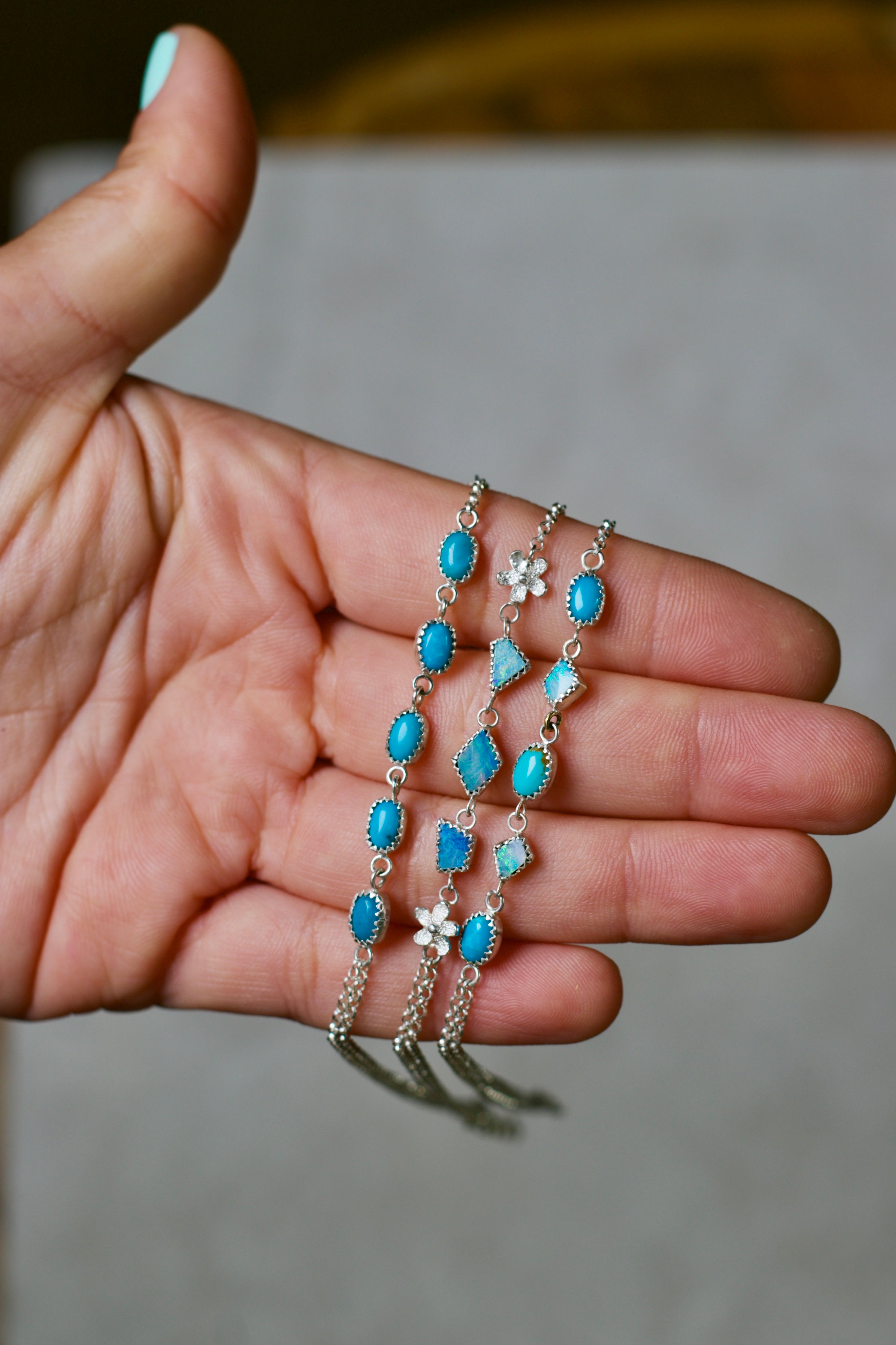 Opal and Turquoise Hand Chain