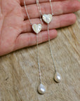 Pearl Heart. Lariat Necklace