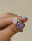 Pink Opal Turquoise Kiss Ring size 6 3/4 -  N 1/2