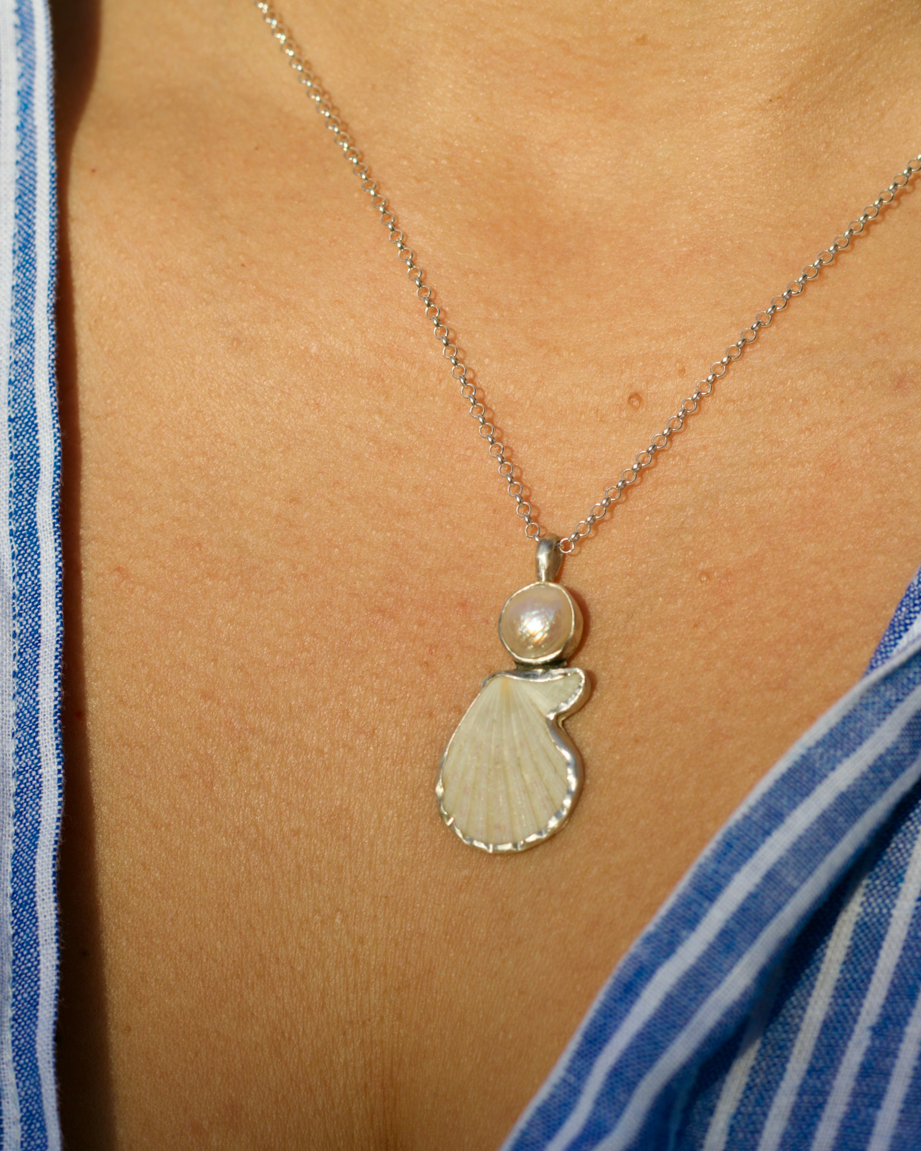 Fresh Water Pearl and Shell Necklace