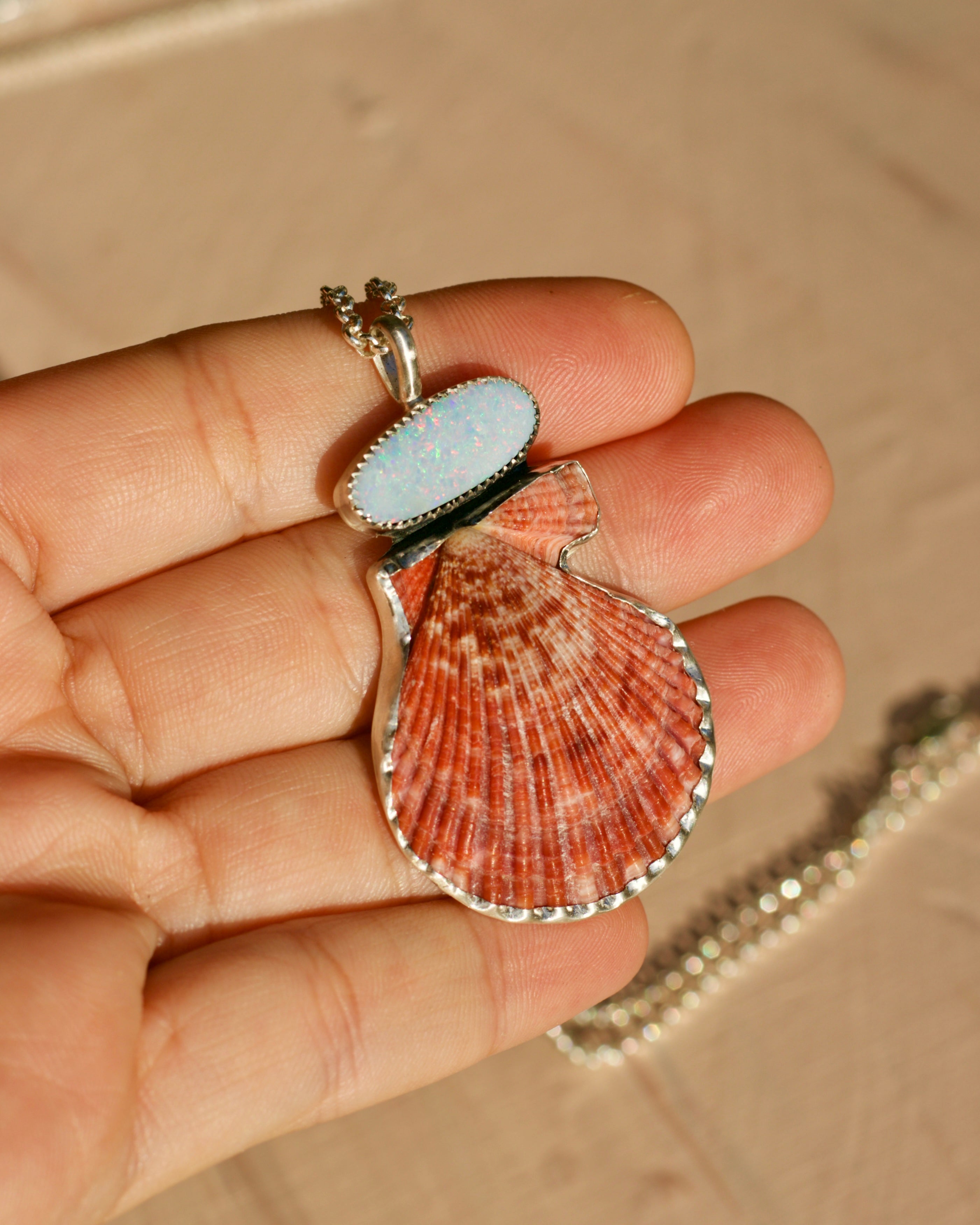 Opal and Shell Necklace