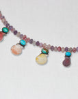 Summer Dreaming. Plum Tourmaline in Turquoise and Shell Necklace