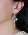 Fresh Water Pearl Flower Thread Earrings