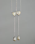 Pearl Heart. Lariat Necklace