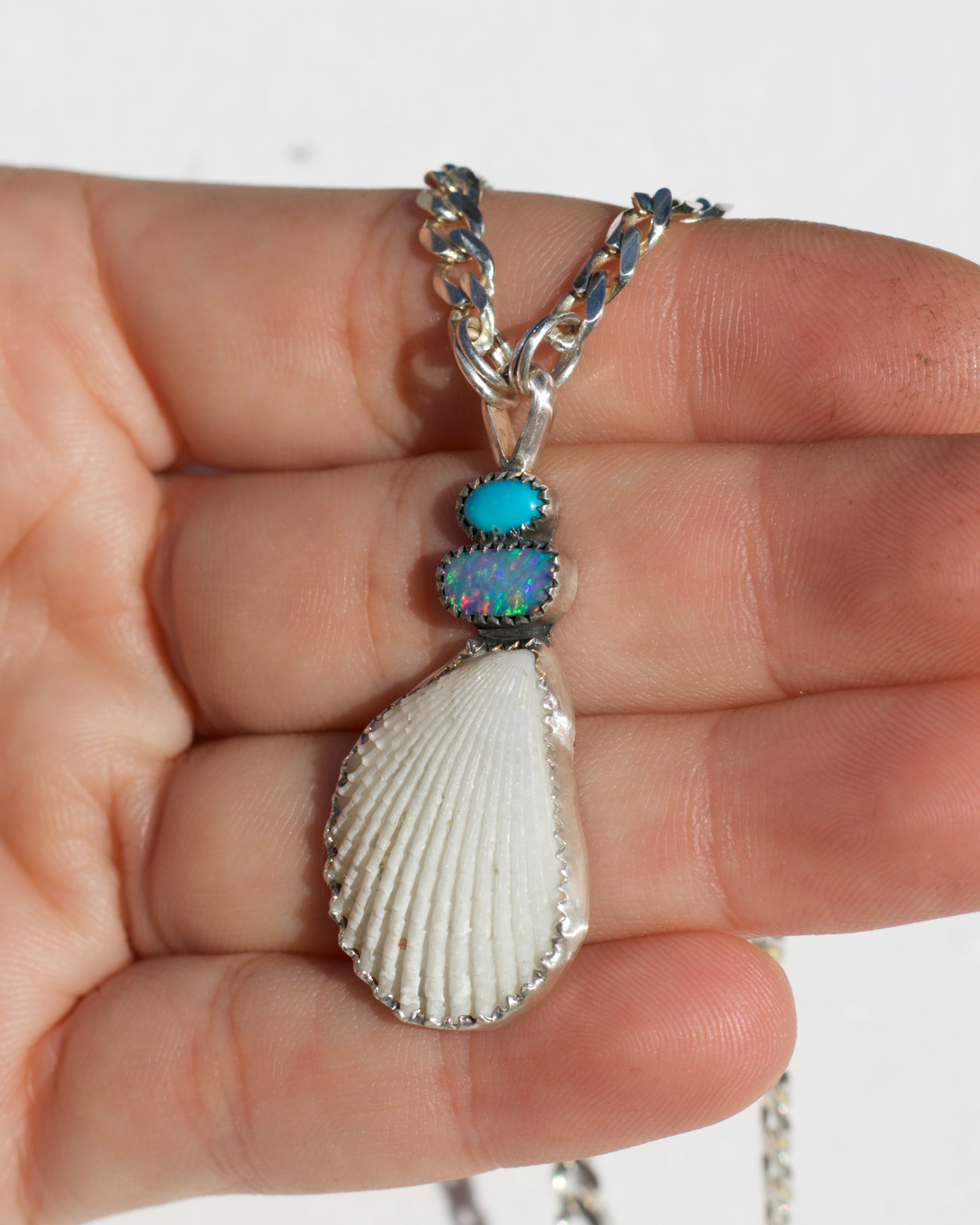 Shell Opal and Turquoise Necklace
