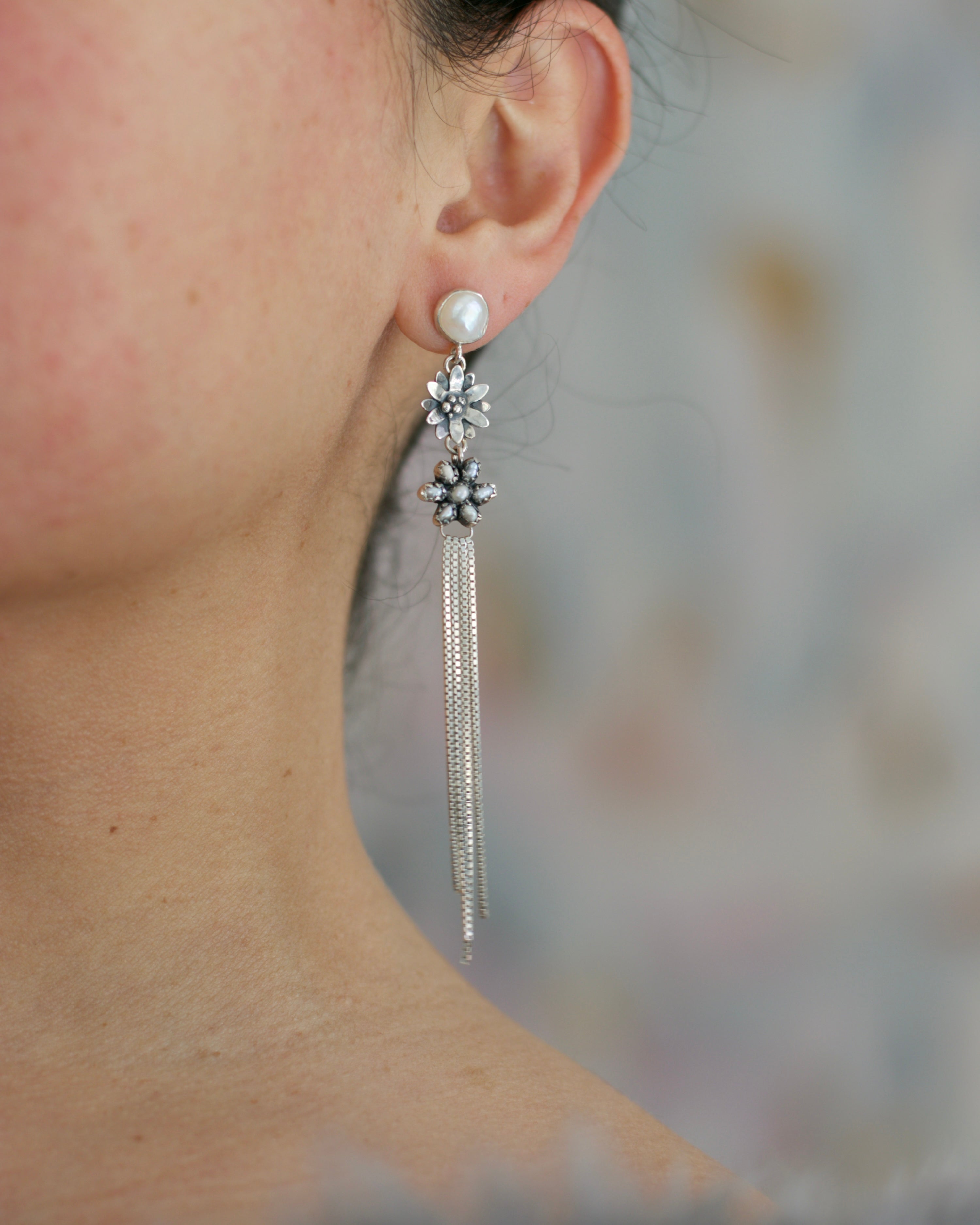 Flora Earrings in Pearl