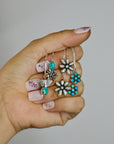 Turquoise Flower Thread Earrings