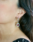 Red Garnet Vamp Hoop Earrings