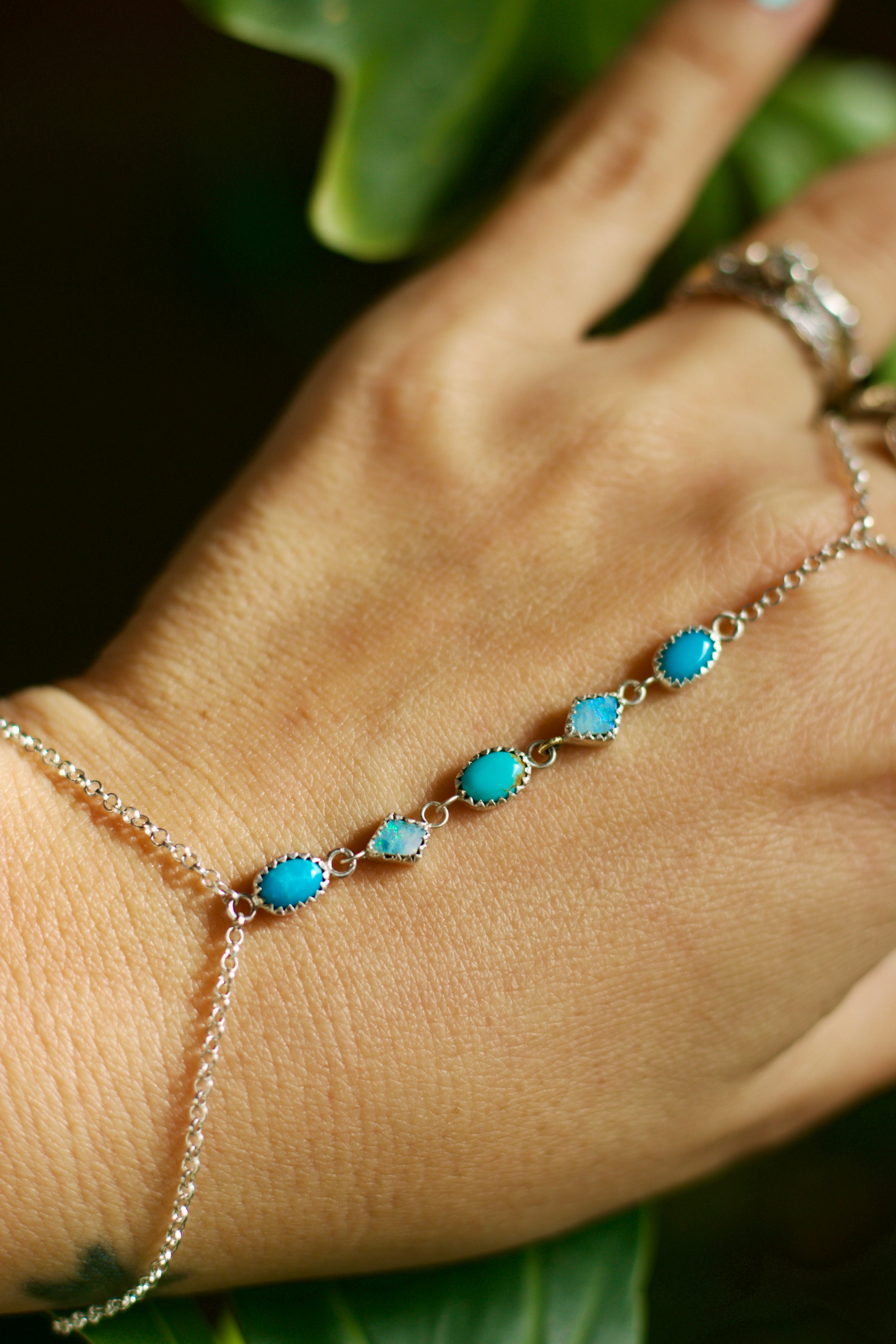 Opal and Turquoise Hand Chain
