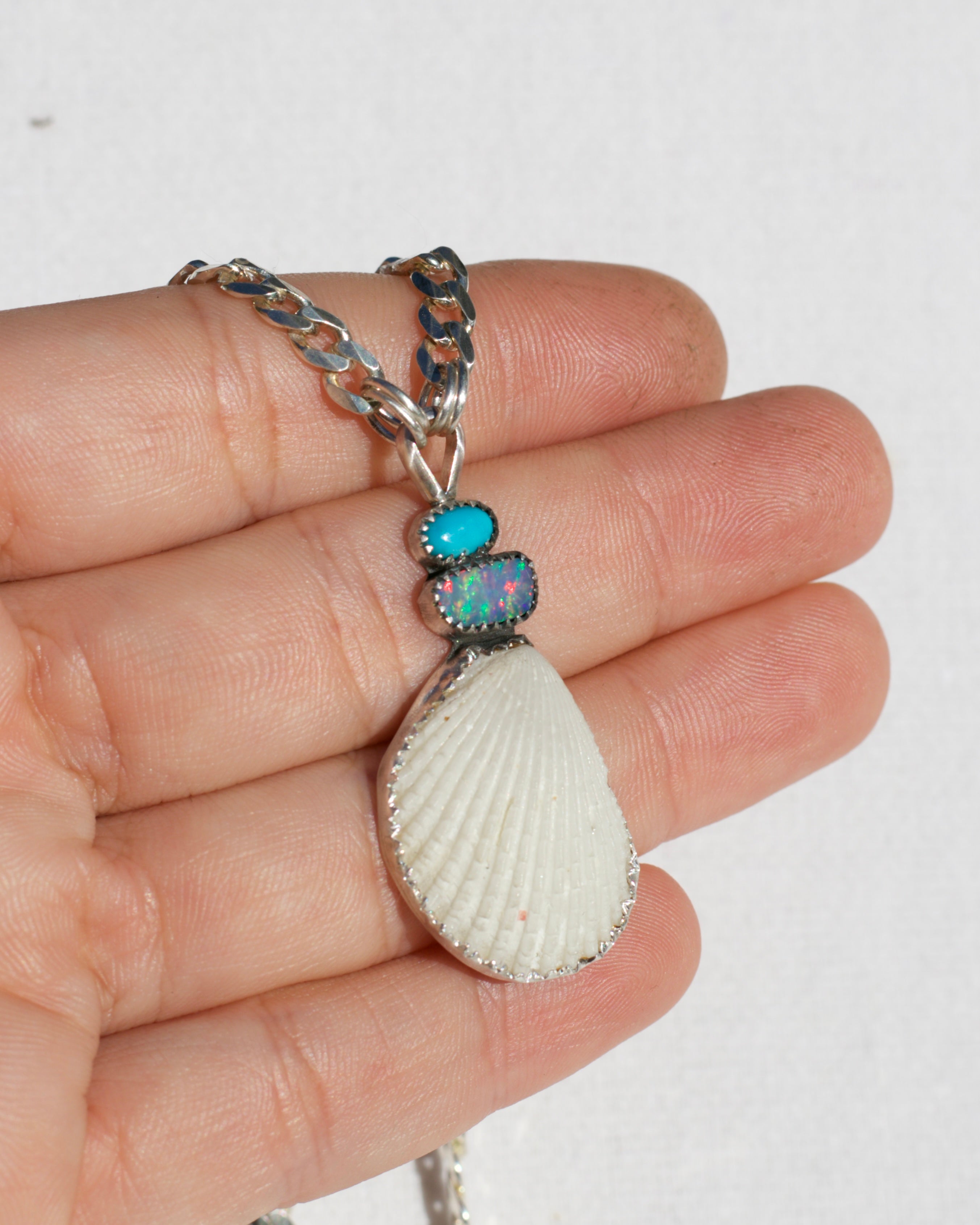 Shell Opal and Turquoise Necklace
