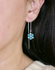 Turquoise Flower Thread Earrings