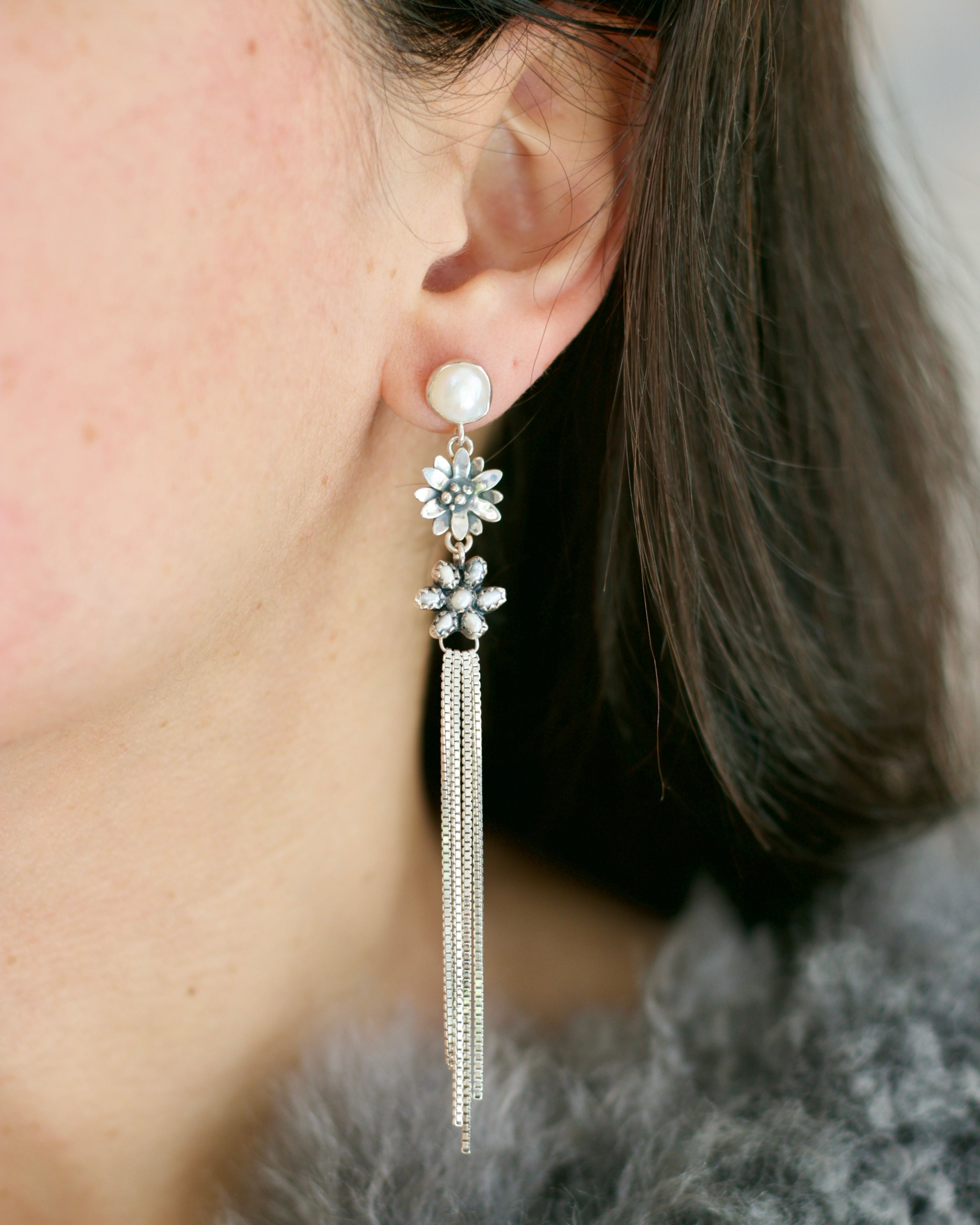Flora Earrings in Pearl