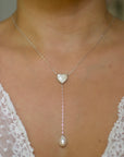 Pearl Heart. Lariat Necklace