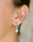 Gota Earrings. Fresh Water Pearls and Turquoise Drops.