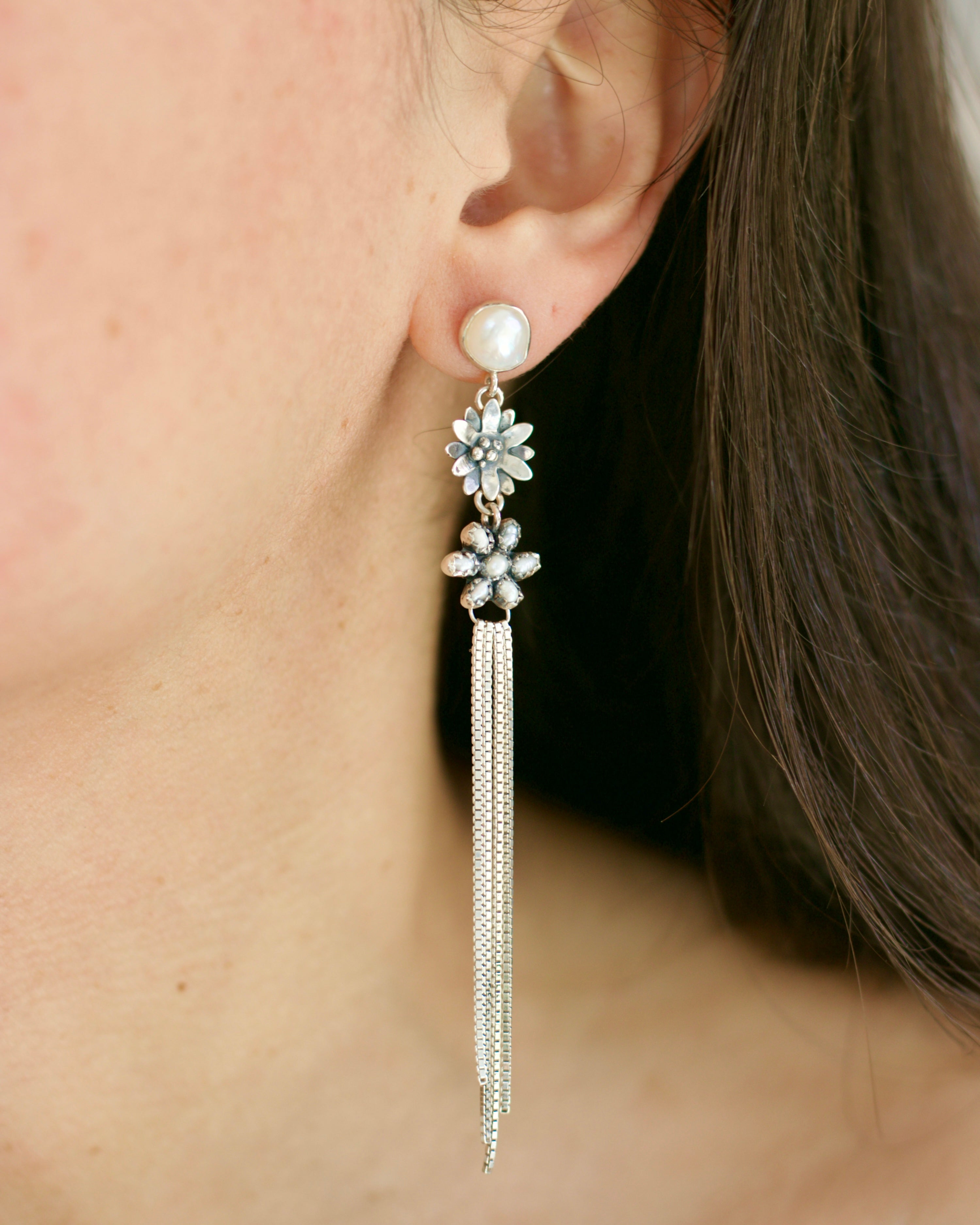 Flora Earrings in Pearl