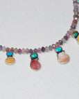 Summer Dreaming. Plum Tourmaline in Turquoise and Shell Necklace