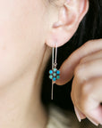 Turquoise Flower Thread Earrings