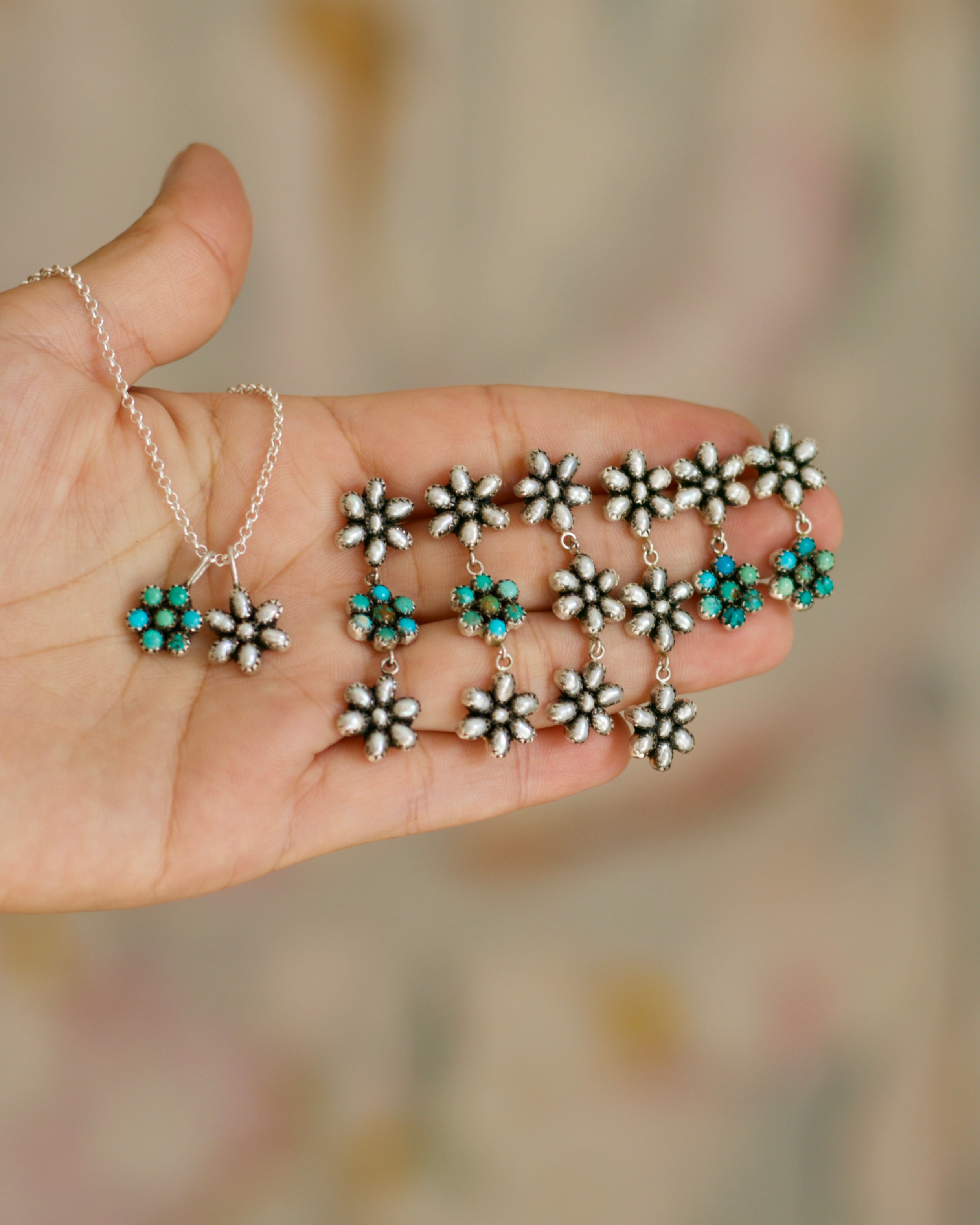 Baby Fleur Earrings FWPearl and Turquoise