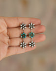Fleur Earrings FW Pearl and Turquoise