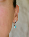 Gota Earrings. Fresh Water Pearls and Turquoise Drops.