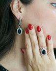 Black Onyx Vamp Hoop Earrings