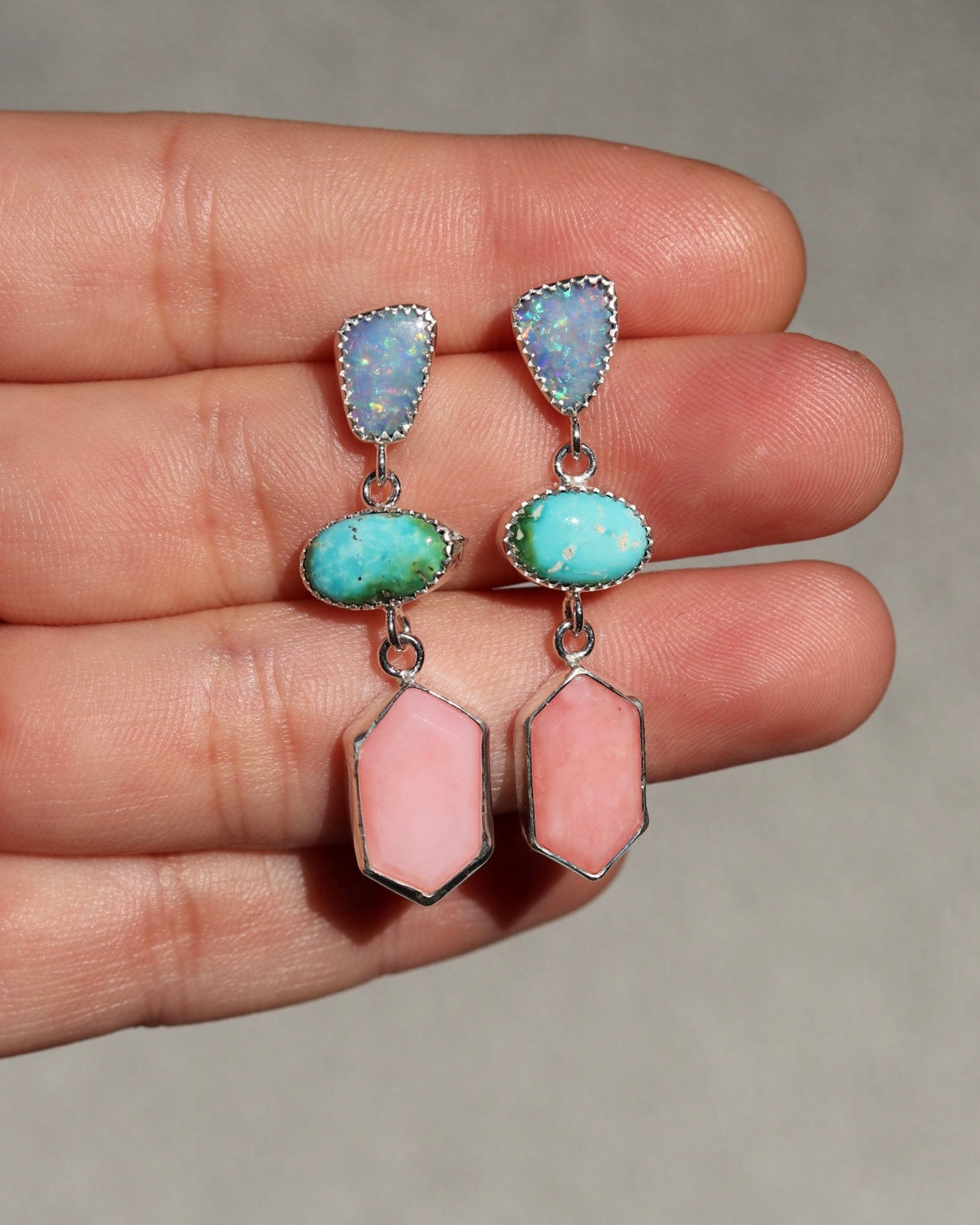 Turquoise, Opal and Pink Opal Drop