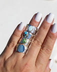 Floral Aplique Opal Ring