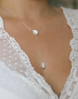Pearl Heart. Lariat Necklace