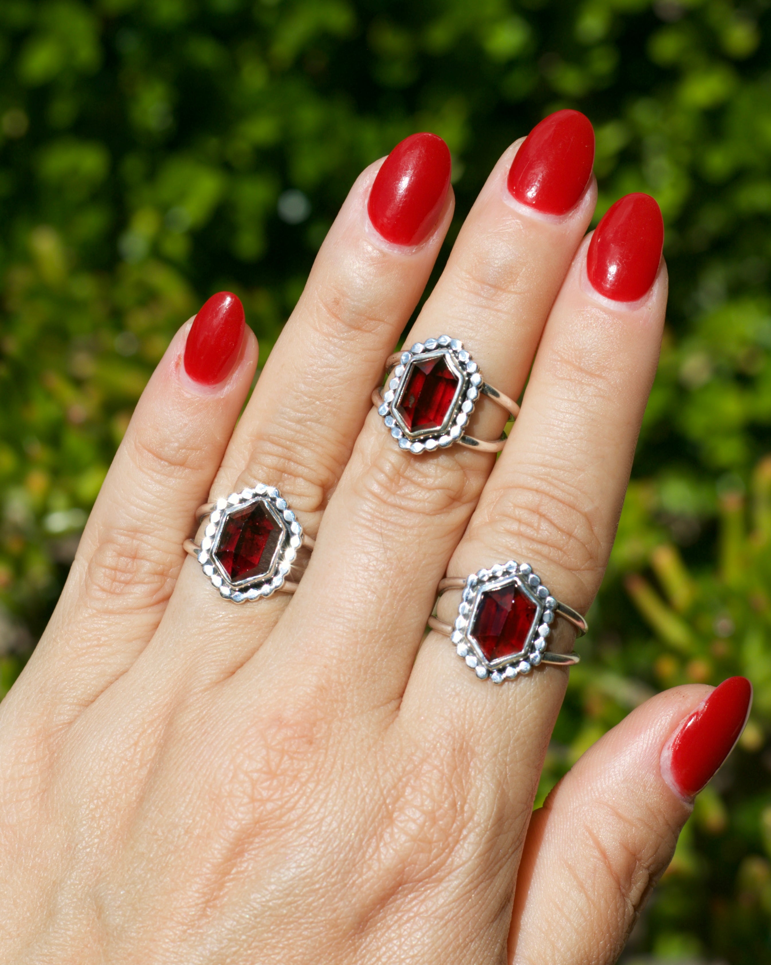 Red Garnet Vamp Ring Size 9