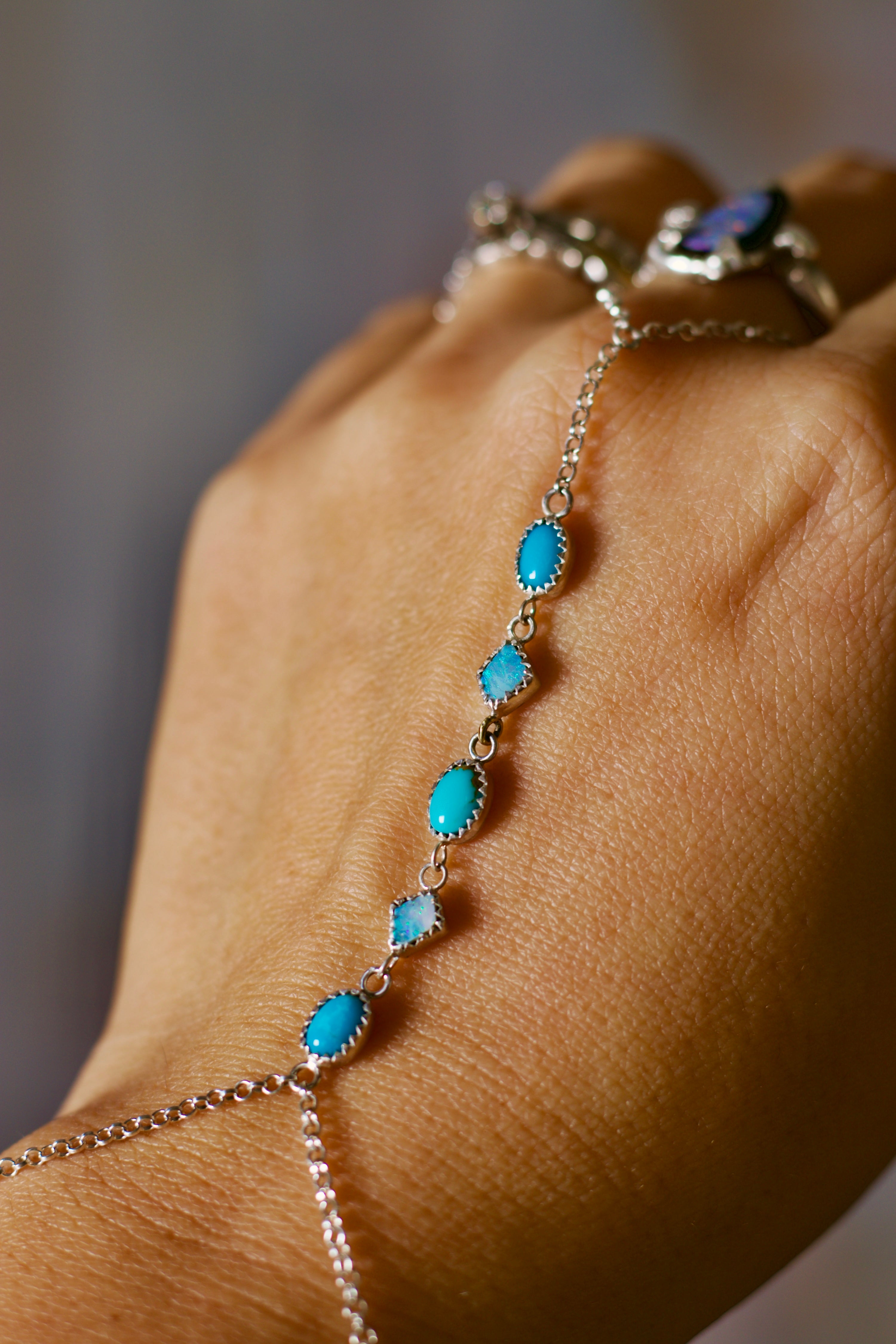 Opal and Turquoise Hand Chain