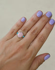 Pink Opal Turquoise Kiss Ring size 6 3/4 -  N 1/2