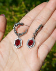 Red Garnet Vamp Hoop Earrings