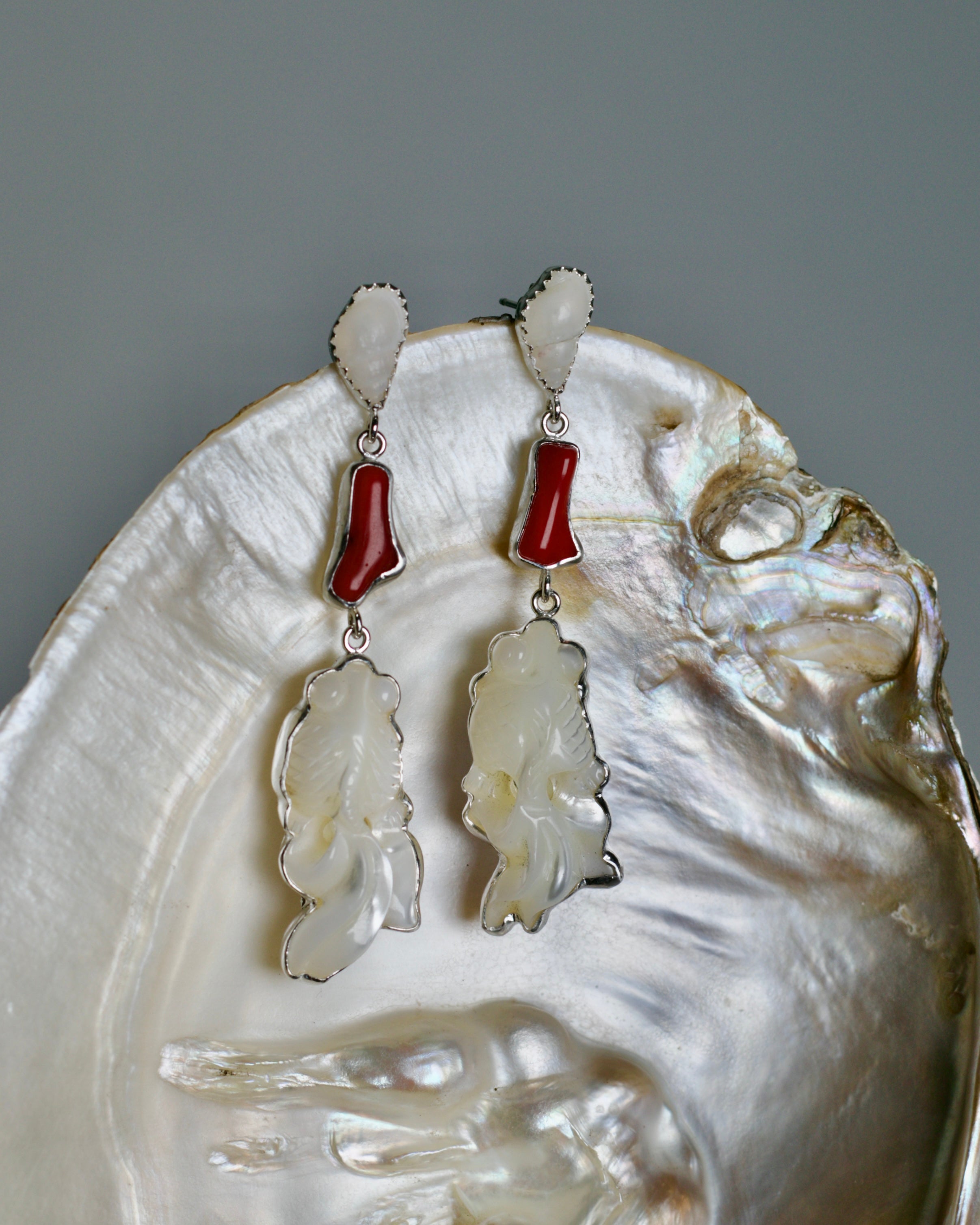 Carved Fish Earrings