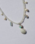 Raibown Moonstone Mermaid Necklace Opal and Shell in Silver