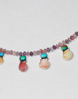Summer Dreaming. Plum Tourmaline in Turquoise and Shell Necklace