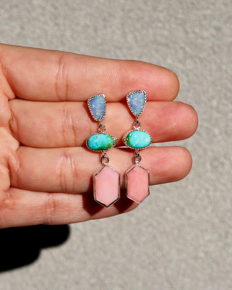 Turquoise, Opal and Pink Opal Drop