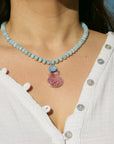 Juicy Aquamarine Beads, Opal and Shell Necklace