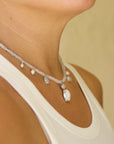 Raibown Moonstone Mermaid Necklace Opal and Shell in Silver
