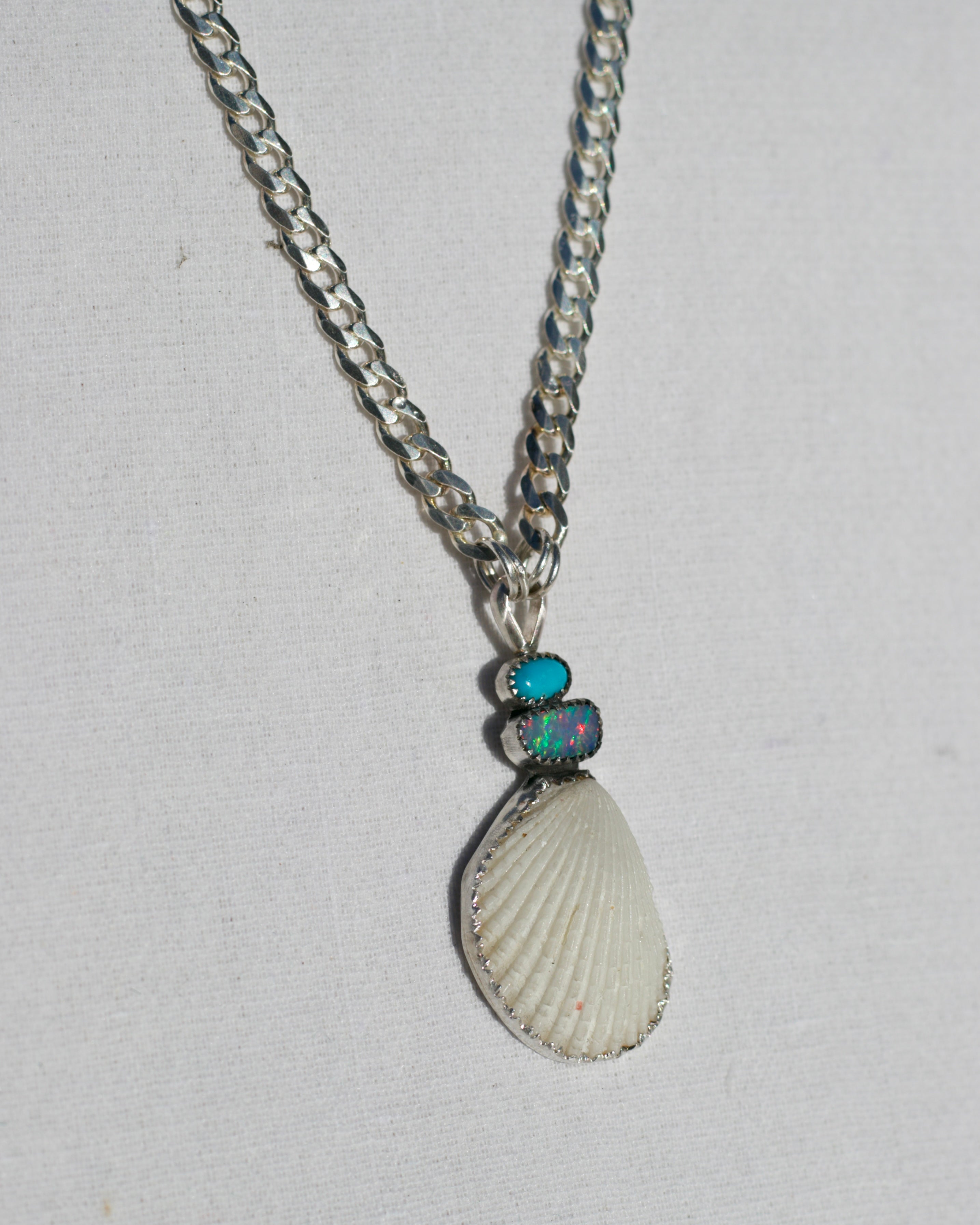 Shell Opal and Turquoise Necklace