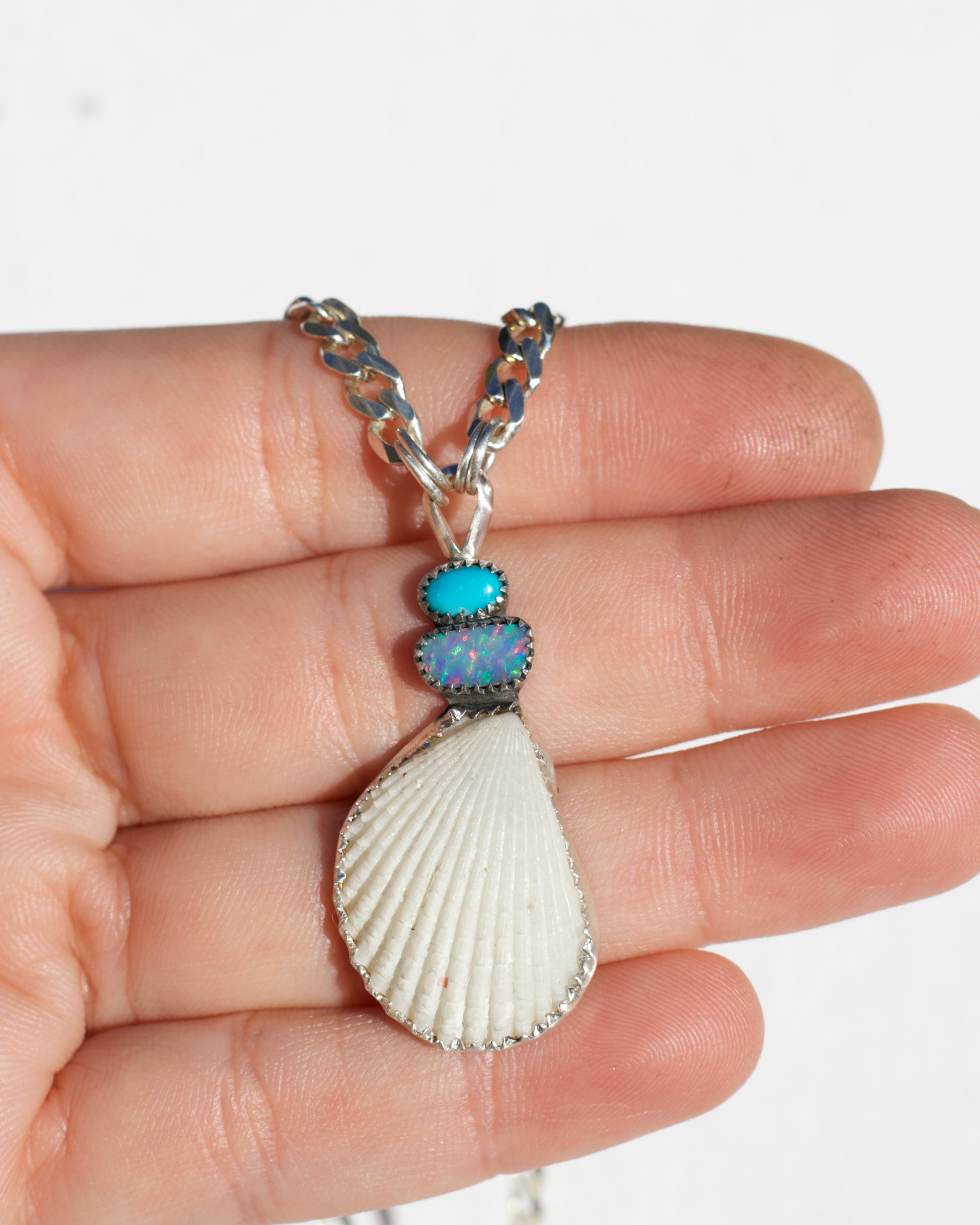 Shell Opal and Turquoise Necklace