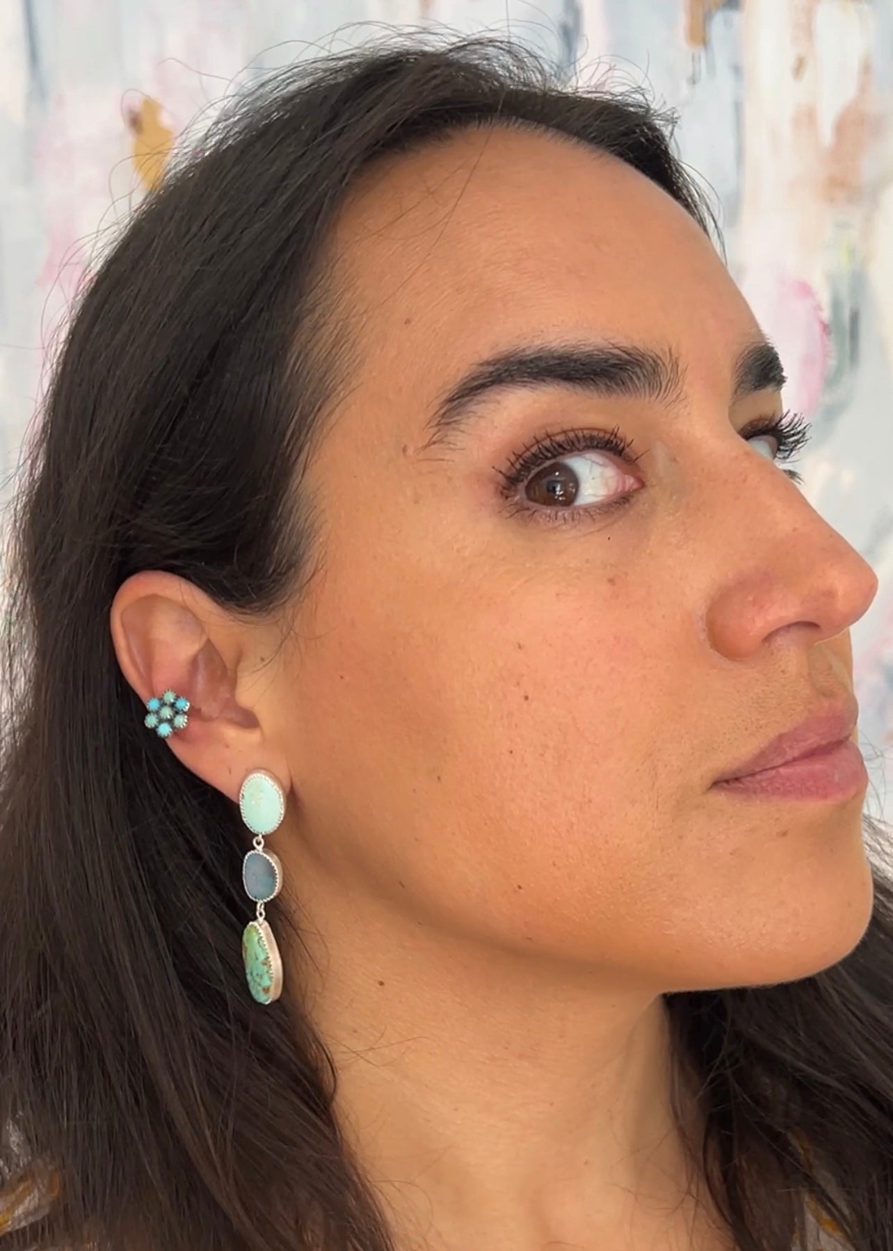 Flower Ear Cuff in Turquoise