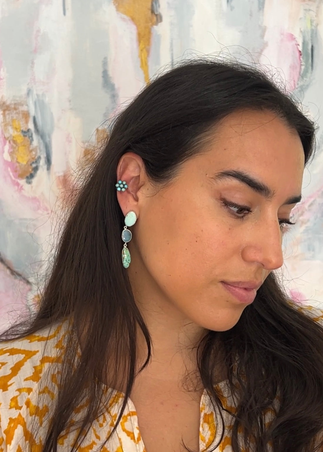 Flower Ear Cuff in Turquoise