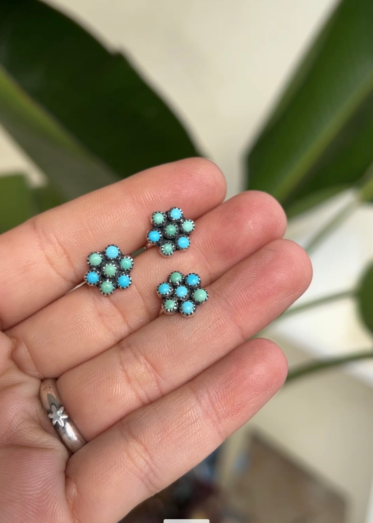 Flower Ear Cuff in Turquoise