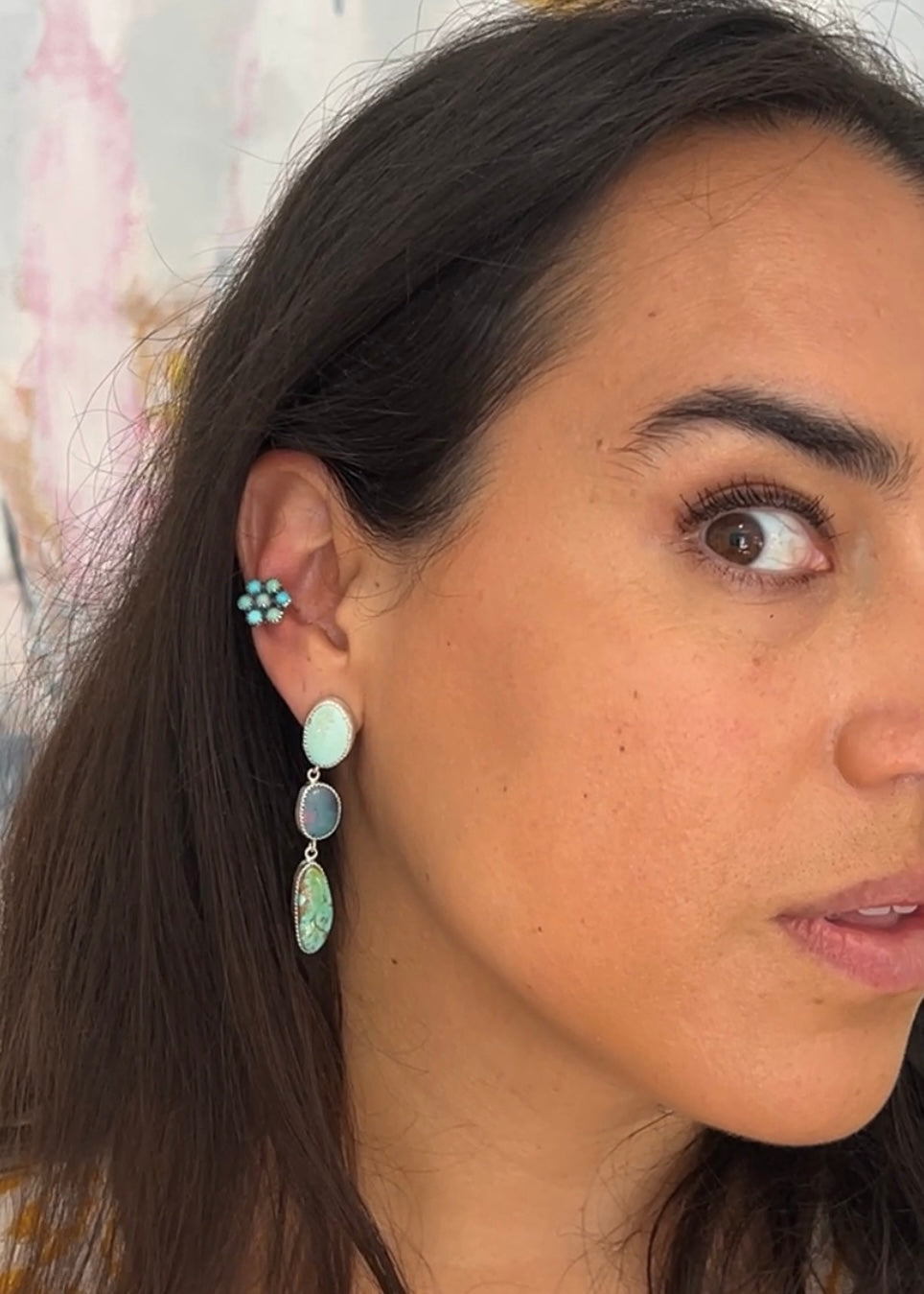 Flower Ear Cuff in Turquoise