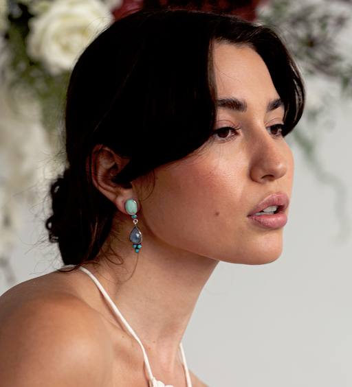 Turquoise and Moonstone Earrings